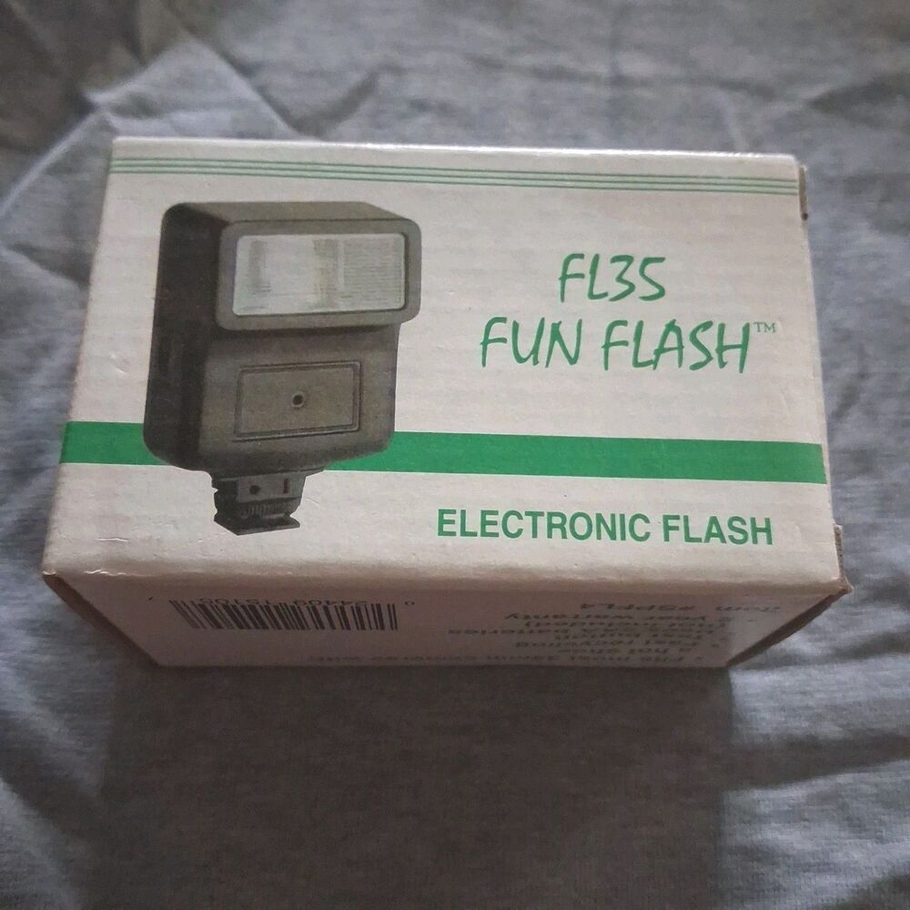 FL-35 Electronic Flash Vintage Camera Hot Shoe Tested w Box Manual